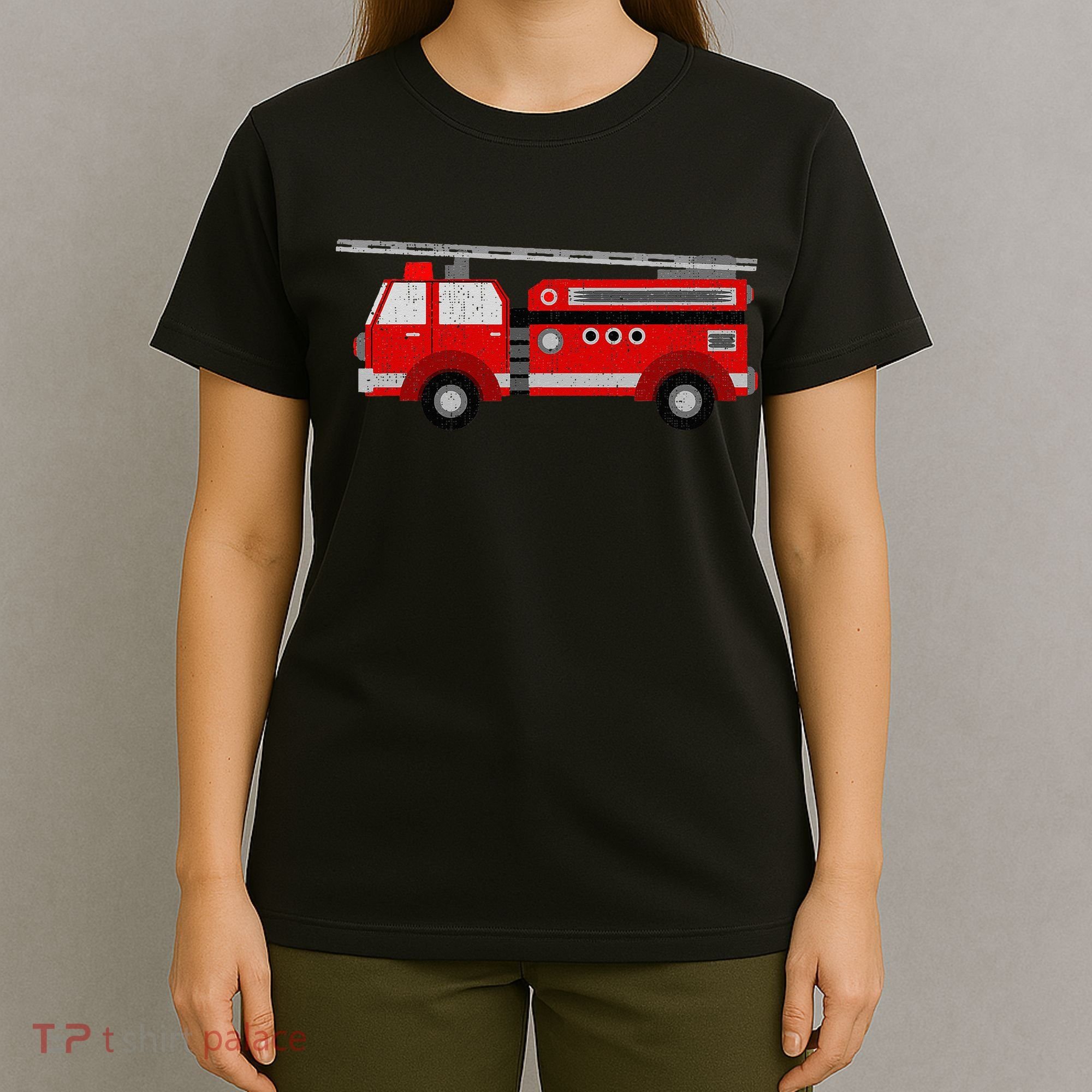 Fire Truck Trucker trailer Ladder T-Shirt