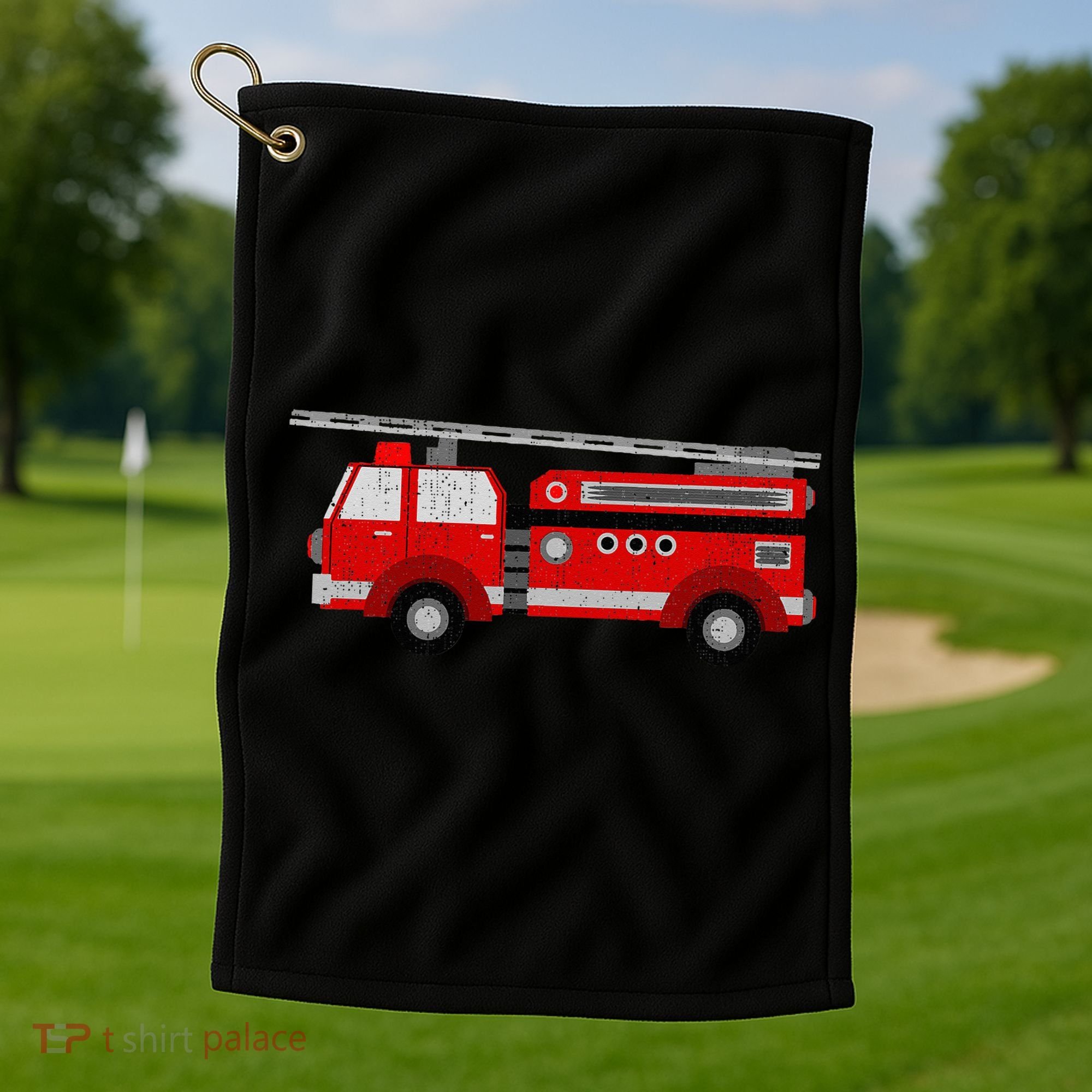 Fire Truck Trucker trailer Ladder Golf Towel