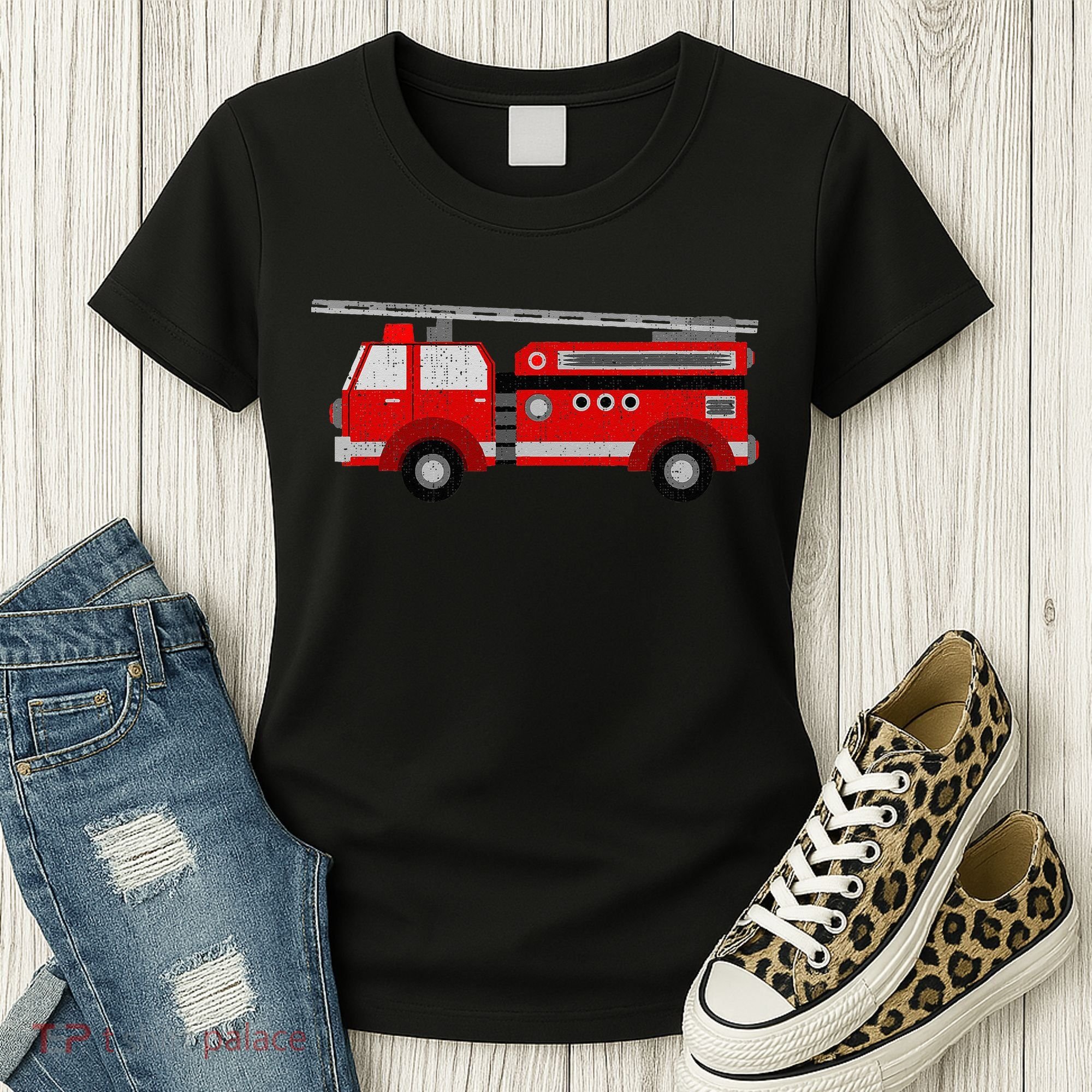 Fire Truck Trucker trailer Ladder Women's T-Shirt