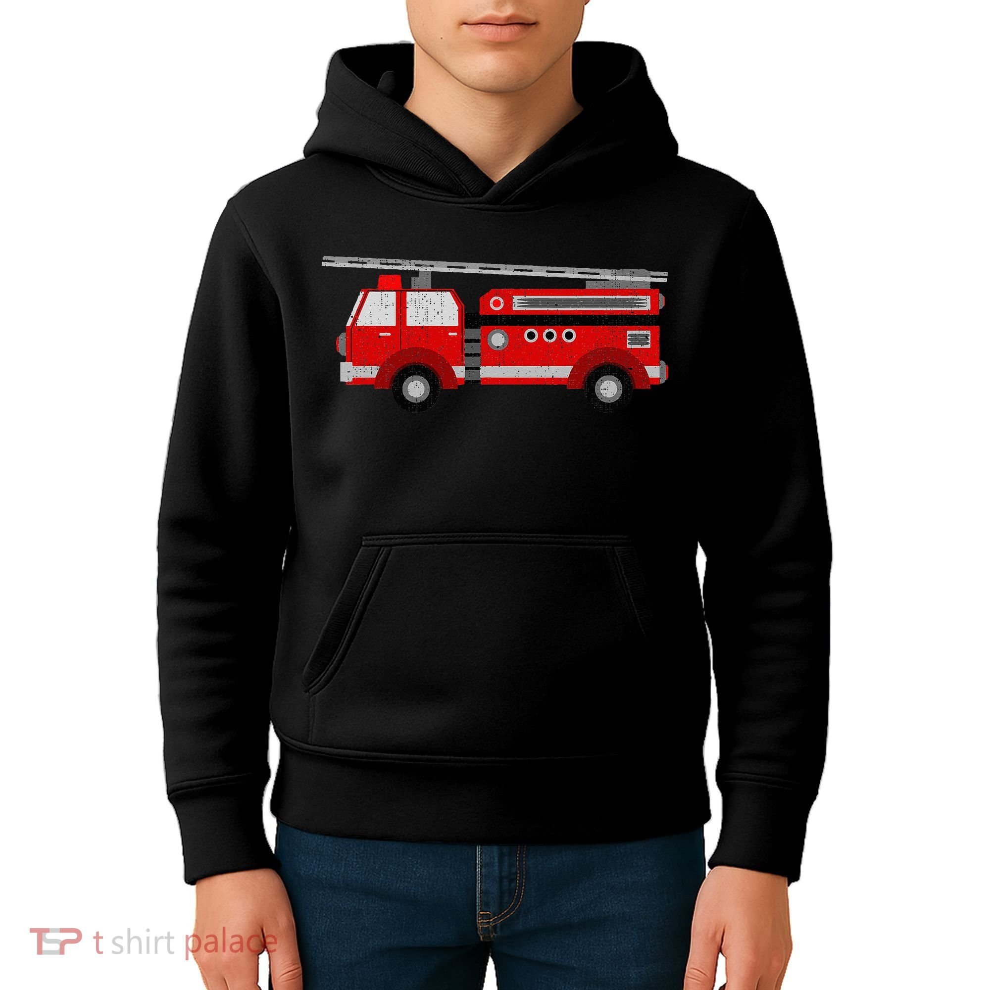 Fire Truck Trucker trailer Ladder Kids Hoodie