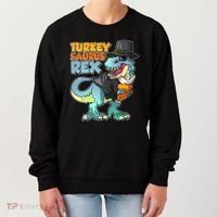 Funny Thanksgiving Turkey Saurus Rex Women's Sweatshirt thumb 0
