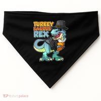 Funny Thanksgiving Turkey Saurus Rex USA-Made Doggie Bandana thumb 0