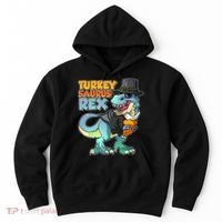 Funny Thanksgiving Turkey Saurus Rex Hoodie thumb 0
