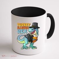 Funny Thanksgiving Turkey Saurus Rex Coffee Mug thumb 1