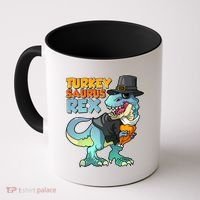 Funny Thanksgiving Turkey Saurus Rex Coffee Mug thumb 0