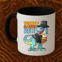Funny Thanksgiving Turkey Saurus Rex Coffee Mug thumb 2