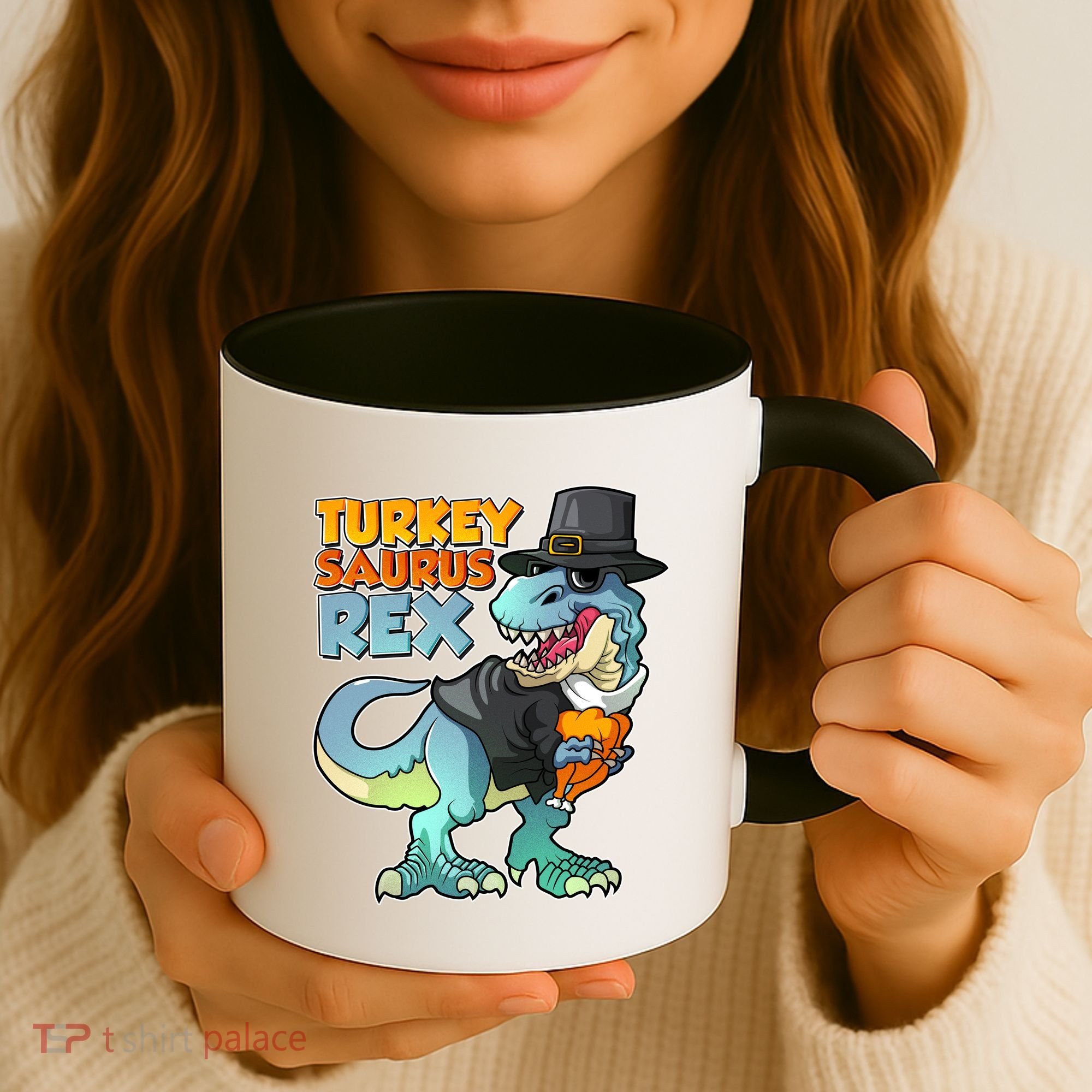 Funny Thanksgiving Turkey Saurus Rex Coffee Mug