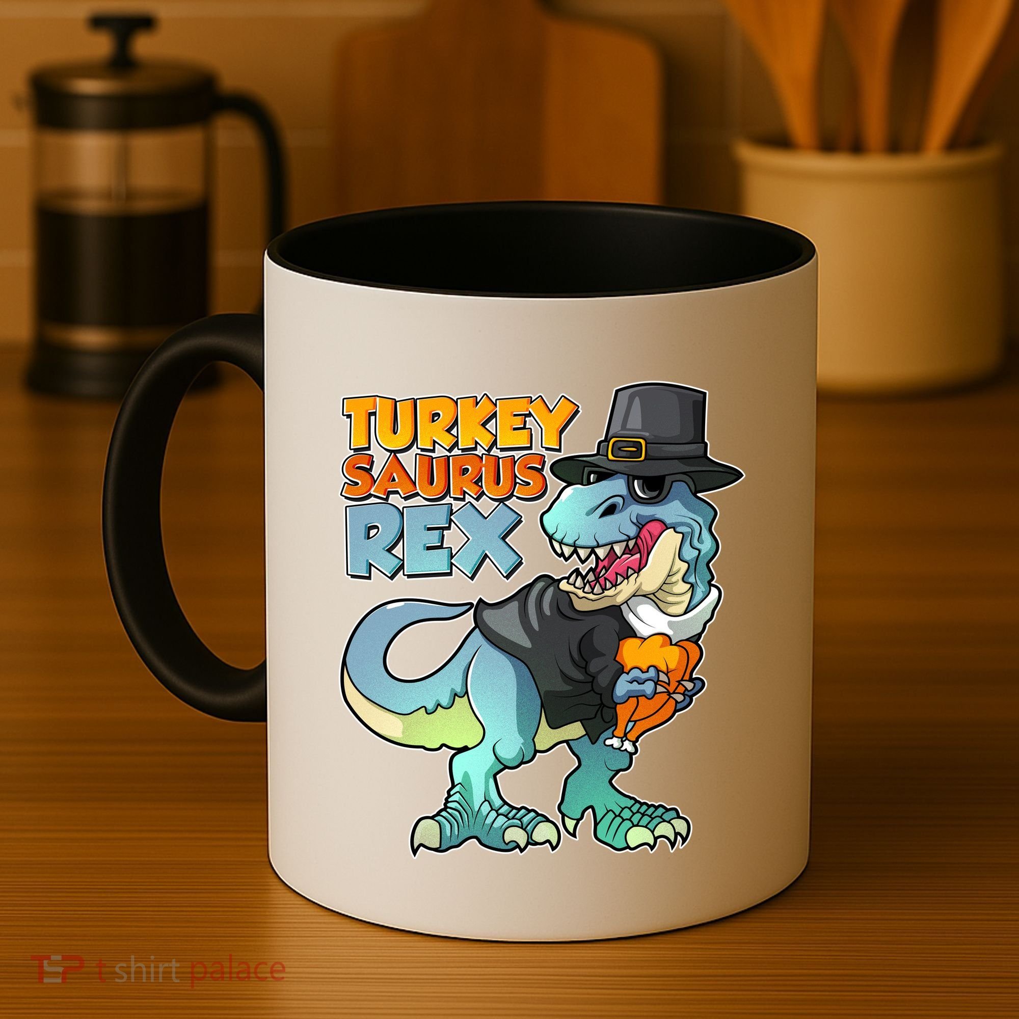 Funny Thanksgiving Turkey Saurus Rex Coffee Mug