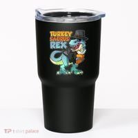 Funny Thanksgiving Turkey Saurus Rex Tumbler thumb 0