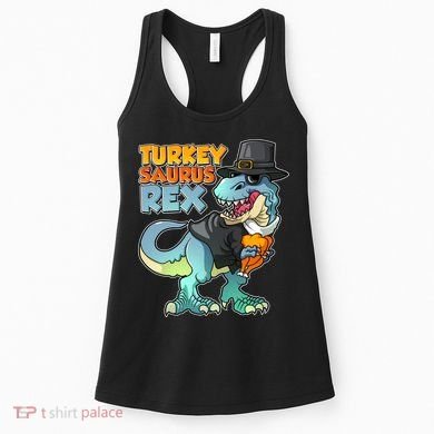 Funny Thanksgiving Turkey Saurus Rex Women's Tank Top