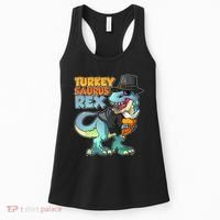 Funny Thanksgiving Turkey Saurus Rex Women's Tank Top thumb 0