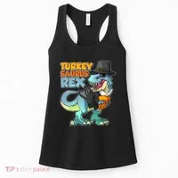 Funny Thanksgiving Turkey Saurus Rex Women's Tank Top thumb 0