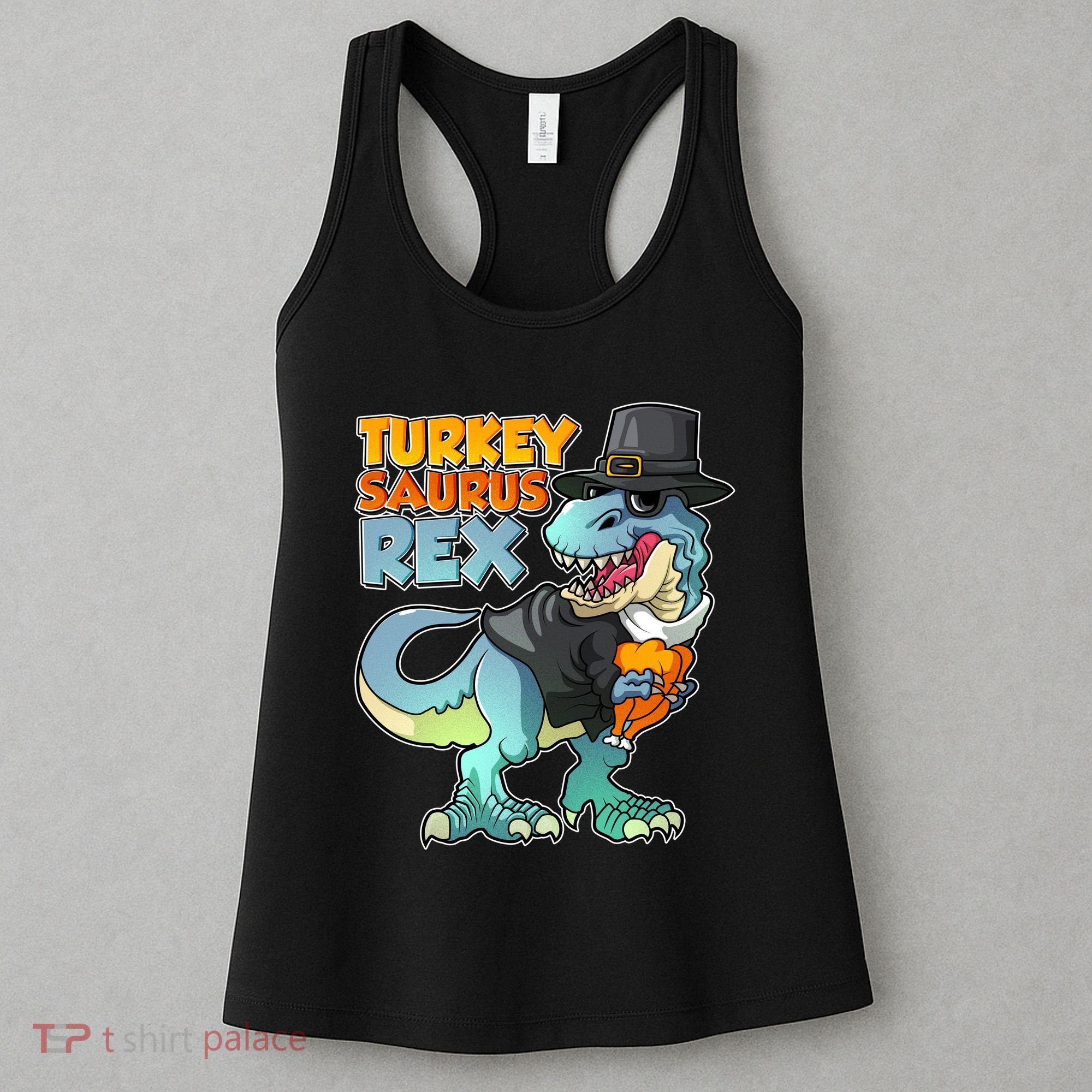 Funny Thanksgiving Turkey Saurus Rex Women's Tank Top
