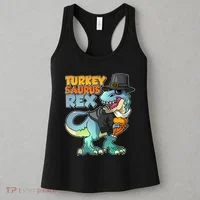 Funny Thanksgiving Turkey Saurus Rex Women's Tank Top thumb 3