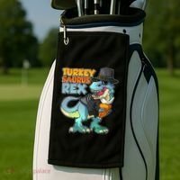 Funny Thanksgiving Turkey Saurus Rex Golf Towel thumb 2