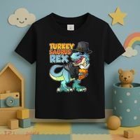 Funny Thanksgiving Turkey Saurus Rex Toddler T-Shirt thumb 3