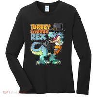Funny Thanksgiving Turkey Saurus Rex Women's Long Sleeve Shirt thumb 0