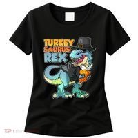 Funny Thanksgiving Turkey Saurus Rex Women's T-Shirt thumb 0