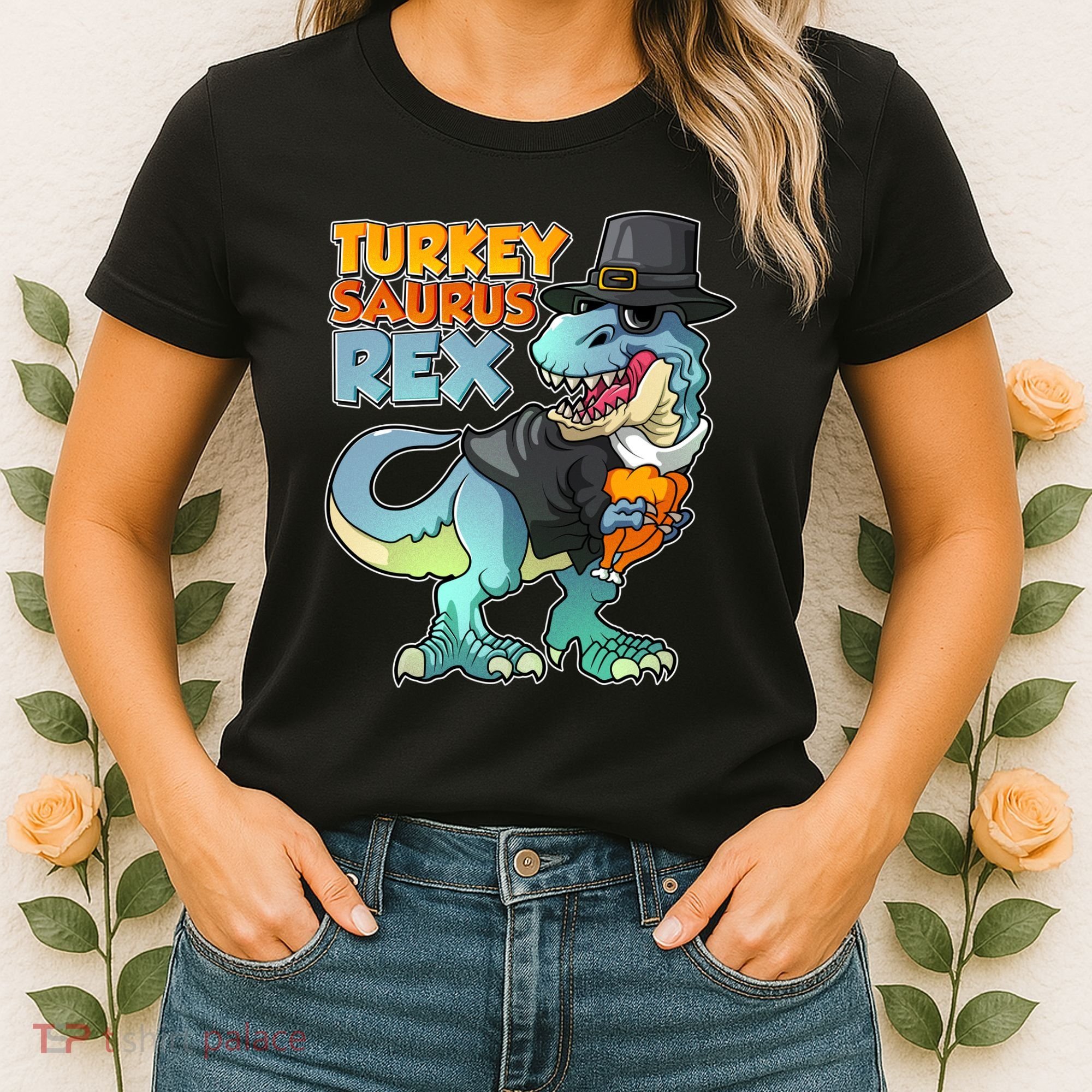 Funny Thanksgiving Turkey Saurus Rex Women's T-Shirt
