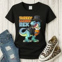 Funny Thanksgiving Turkey Saurus Rex Women's T-Shirt thumb 3