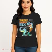 Funny Thanksgiving Turkey Saurus Rex Women's T-Shirt thumb 4