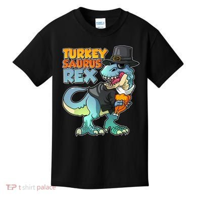 Funny Thanksgiving Turkey Saurus Rex Kids T-Shirt