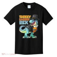 Funny Thanksgiving Turkey Saurus Rex Kids T-Shirt thumb 0