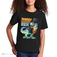 Funny Thanksgiving Turkey Saurus Rex Kids T-Shirt thumb 2
