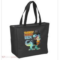 Funny Thanksgiving Turkey Saurus Rex Tote Bag thumb 2