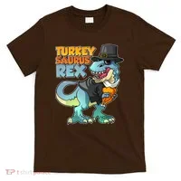 Funny Thanksgiving Turkey Saurus Rex T-Shirt thumb 0