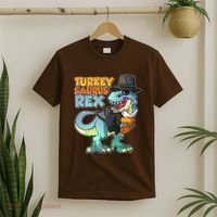 Funny Thanksgiving Turkey Saurus Rex T-Shirt thumb 2