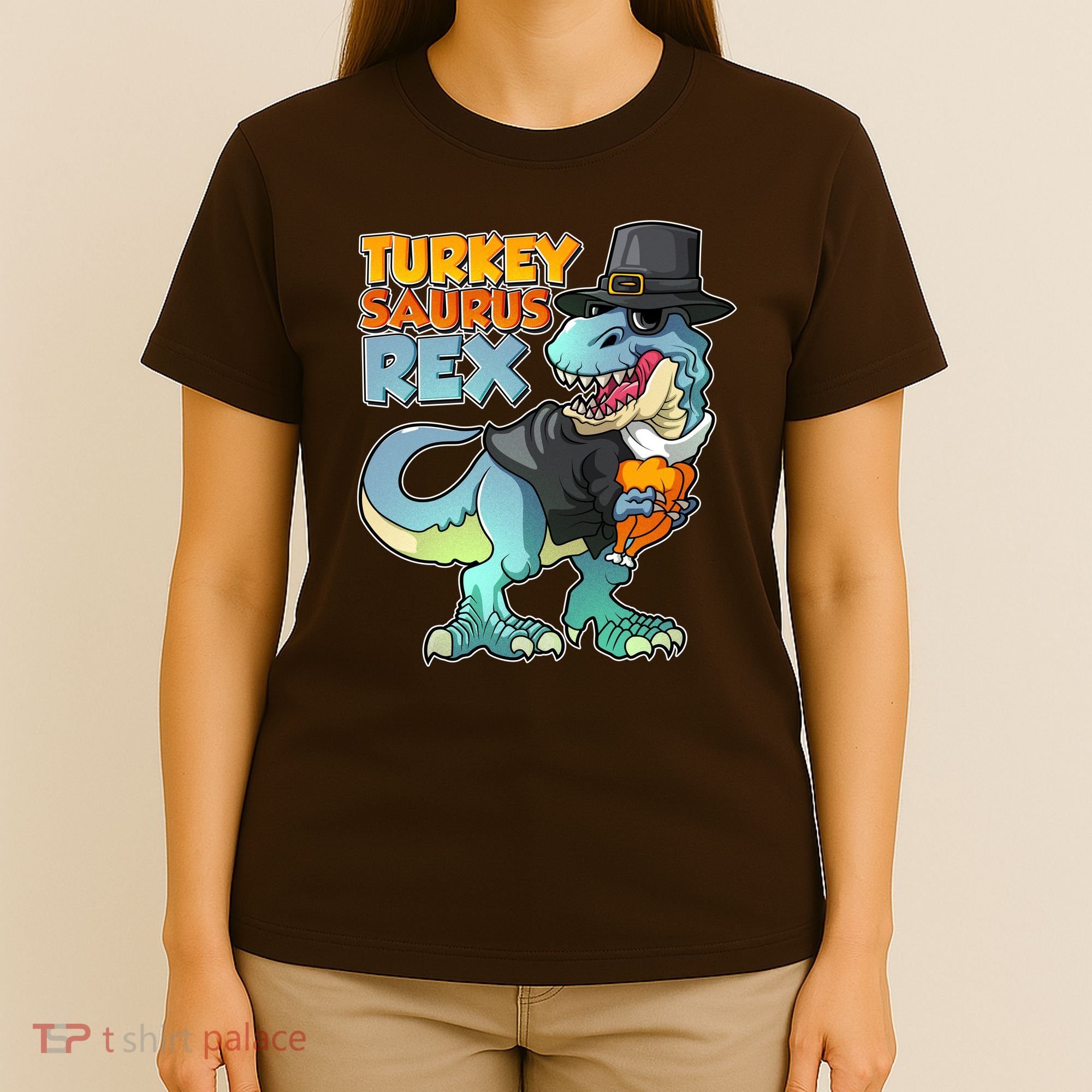 Funny Thanksgiving Turkey Saurus Rex T-Shirt