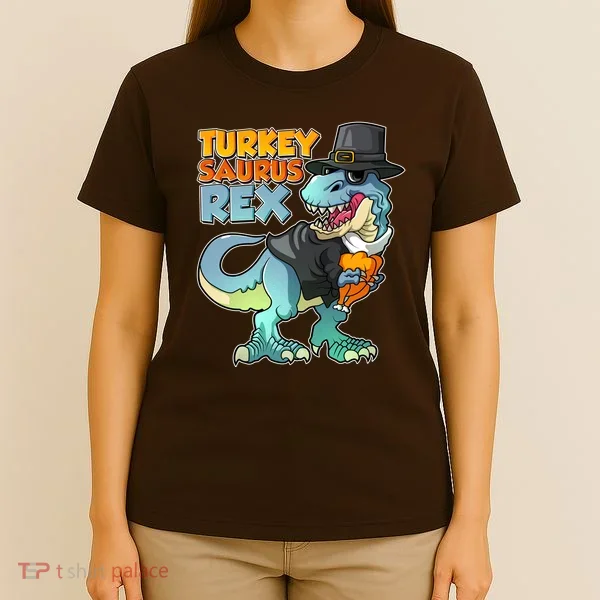 Funny Thanksgiving Turkey Saurus Rex T-Shirt