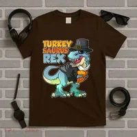 Funny Thanksgiving Turkey Saurus Rex T-Shirt thumb 5