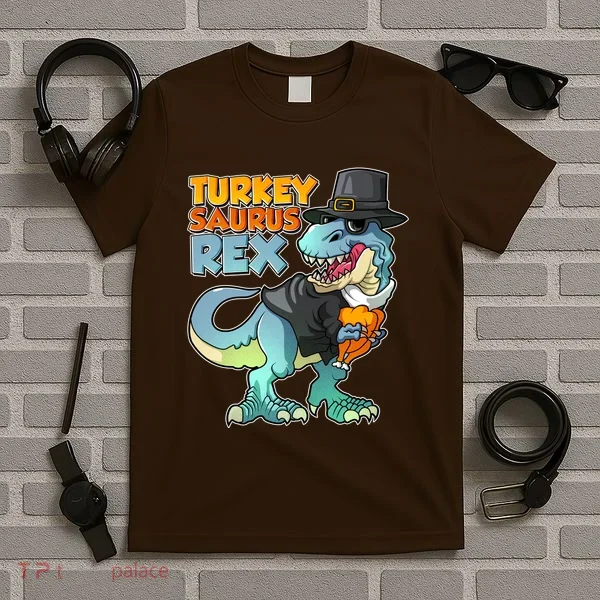 Funny Thanksgiving Turkey Saurus Rex T-Shirt