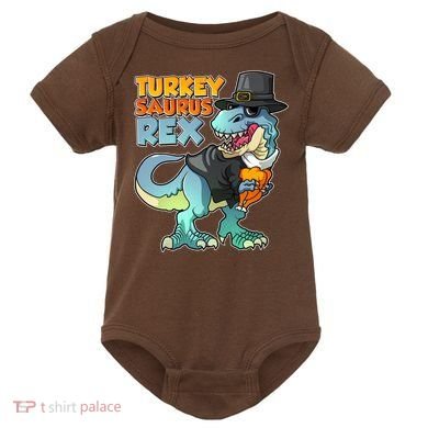 Funny Thanksgiving Turkey Saurus Rex Baby Bodysuit