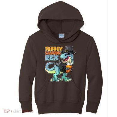 Funny Thanksgiving Turkey Saurus Rex Kids Hoodie