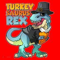 Funny Thanksgiving Turkey Saurus Rex Santa Hat thumb 1