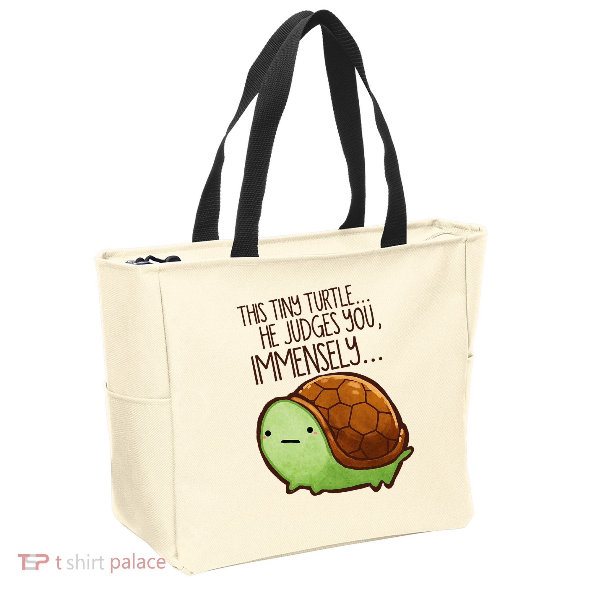 Funny This Tiny Turtle... He Judges You, Immensely. Tote Bag