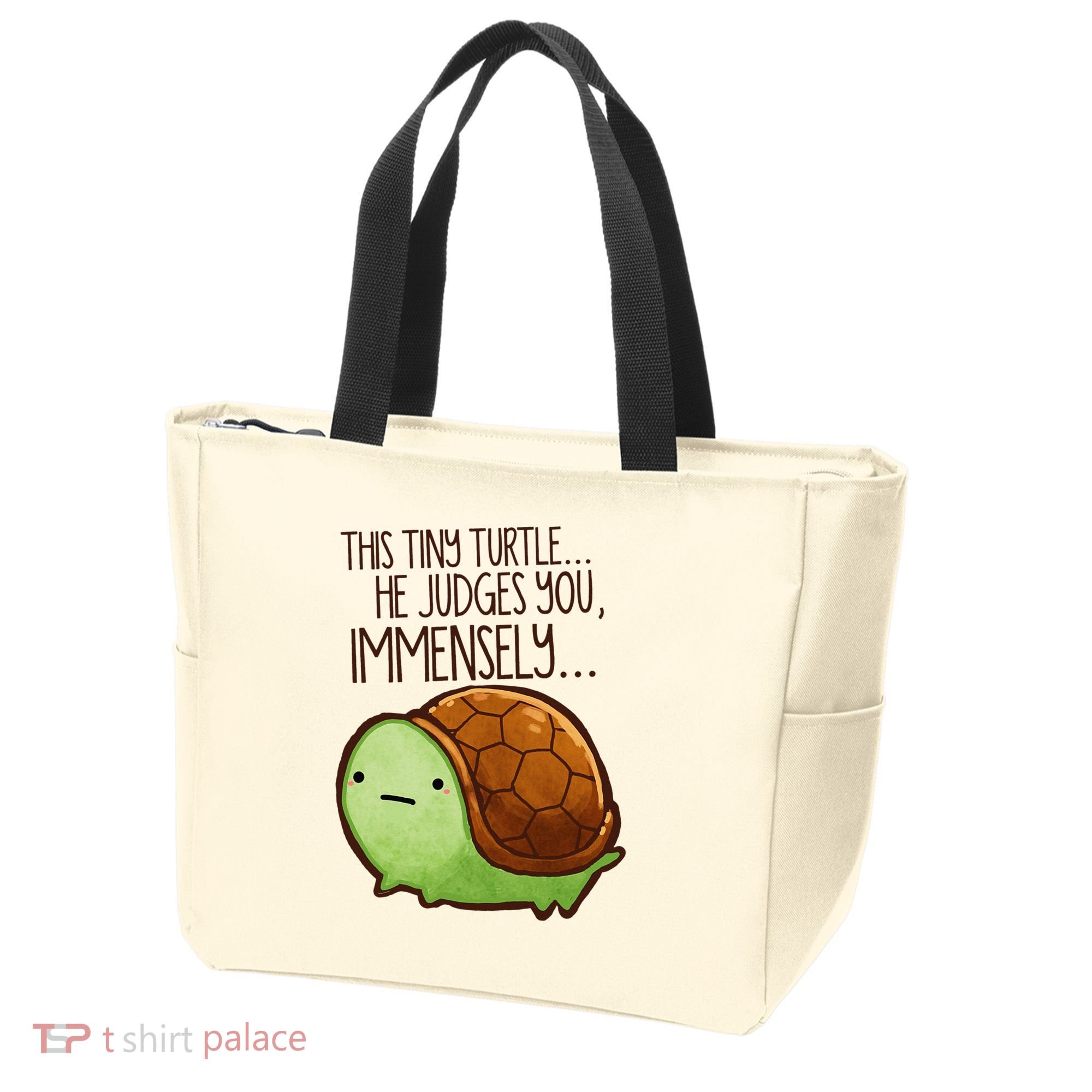 Funny This Tiny Turtle... He Judges You, Immensely. Tote Bag