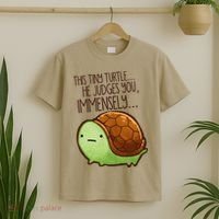 Funny This Tiny Turtle... He Judges You, Immensely. T-Shirt thumb 2