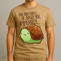 Funny This Tiny Turtle... He Judges You, Immensely. T-Shirt thumb 3