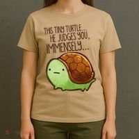 Funny This Tiny Turtle... He Judges You, Immensely. T-Shirt thumb 4