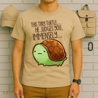 Funny This Tiny Turtle... He Judges You, Immensely. T-Shirt thumb 6