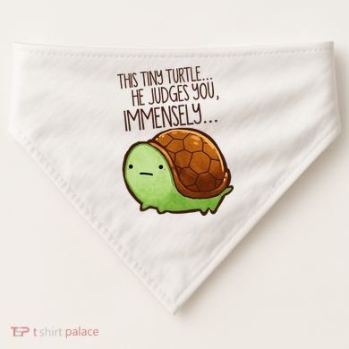 Funny This Tiny Turtle... He Judges You, Immensely. USA-Made Doggie Bandana