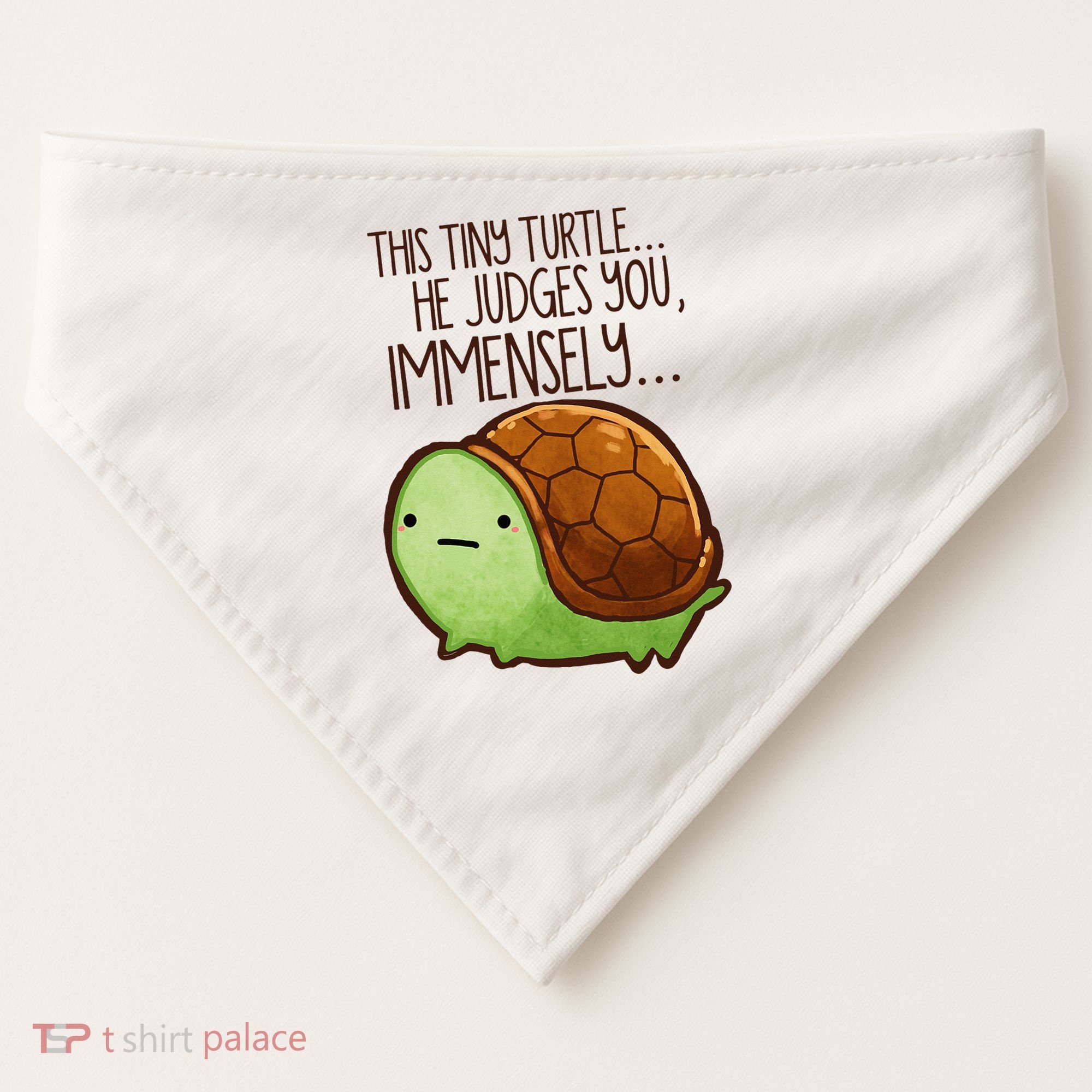 Funny This Tiny Turtle... He Judges You, Immensely. USA-Made Doggie Bandana
