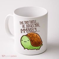 Funny This Tiny Turtle... He Judges You, Immensely. Coffee Mug thumb 0