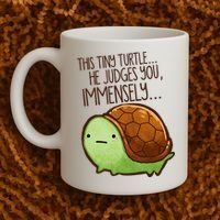 Funny This Tiny Turtle... He Judges You, Immensely. Coffee Mug thumb 2