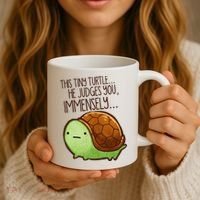 Funny This Tiny Turtle... He Judges You, Immensely. Coffee Mug thumb 3