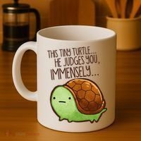 Funny This Tiny Turtle... He Judges You, Immensely. Coffee Mug thumb 4
